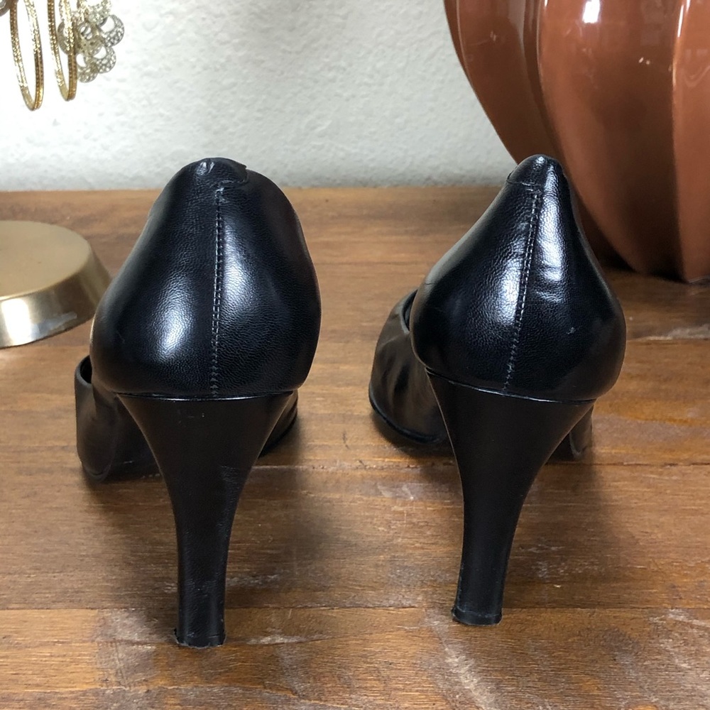 Nine West Black Leather Pointed Stiletto Heels - Picture 5 of 8